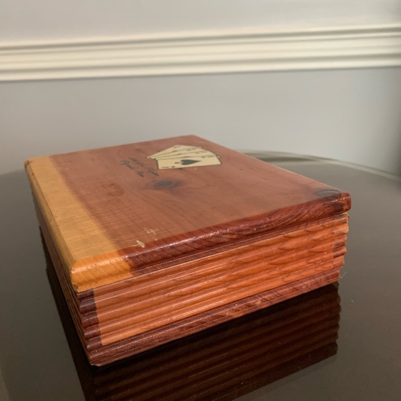Retro Wooden Cedar Playing Card Storage Case “Land of the Pilgrims” Plymouth, MA - Picture 3 of 7
